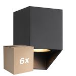 Voordeelpak 6x Nordlux Nico Wandlamp Vierkant Aluminium Zwart | Geschikt voor 1x GU10